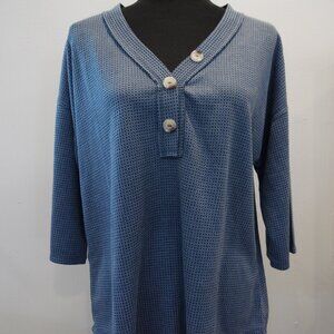 Andree By Unit Soft Waffle Knit 3/4 length sleeve pullover  Size S Raw Edge trim